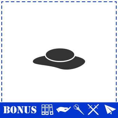 Kadın şapkası ikonu düz. Basit vektör sembolü ve bonus simgesi