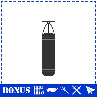 Kum torbası simgesi düz. Basit vektör sembolü ve bonus simgesi