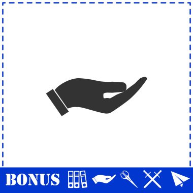 Avuç içi simgesini düz tutuyorum. Basit vektör sembolü ve bonus simgesi