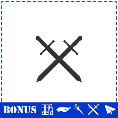 Çapraz kılıç simgesi düz. Basit vektör sembolü ve bonus simgesi