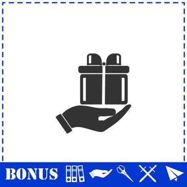 Hediye ikonu düz. Basit vektör sembolü ve bonus simgesi