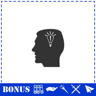 Baş fikir ikonu düz. Basit vektör sembolü ve bonus simgesi