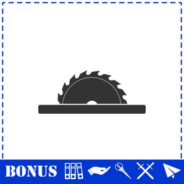 Dairesel testere bıçakları simgesi düz. Basit vektör sembolü ve bonus simgesi