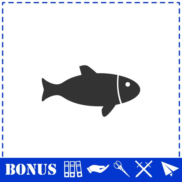 Значок Рыбы Плоский Простой Векторный Символ Значок Бонуса — стоковый вектор