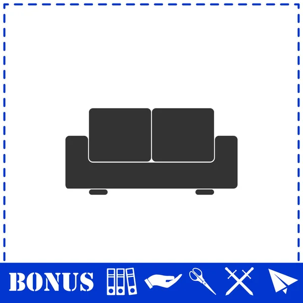 Sofa icon flat. Simple vector symbol and bonus icon