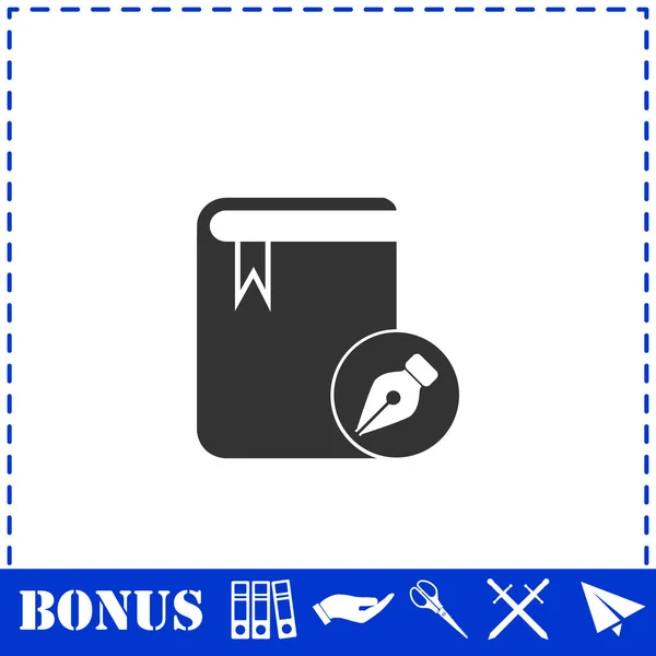 Boek Schrijf Icoon Plat Eenvoudige Vector Symbool Bonus Pictogram — Stockvector