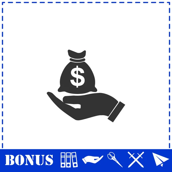 Otwórz Palm Hold Money Bag Ikona Płaska Prosty Symbol Wektora — Wektor stockowy