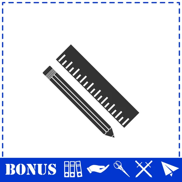 Pencil Ruler Icon Flat Simple Vector Symbol Bonus Icon — Stock Vector