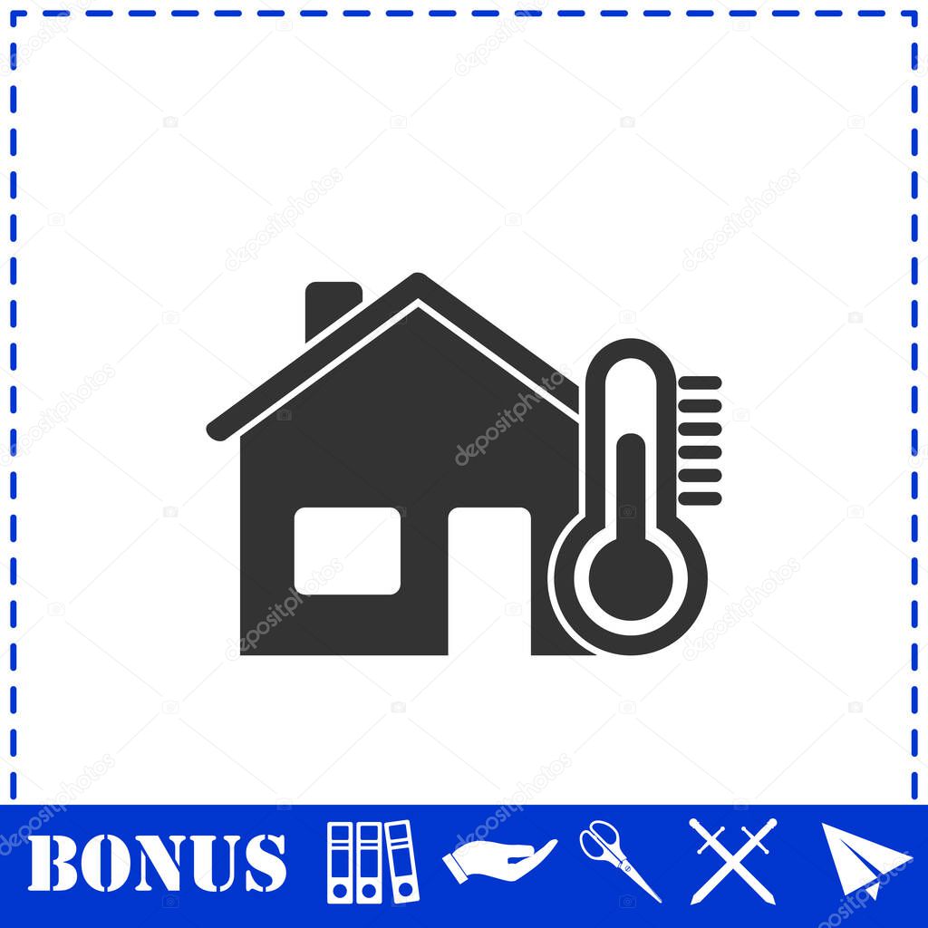 House temperature icon flat. Simple vector symbol and bonus icon