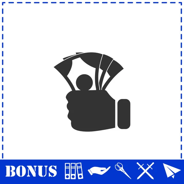 Mano Sosteniendo Icono Dinero Plana Símbolo Vector Simple Icono Bonificación — Vector de stock