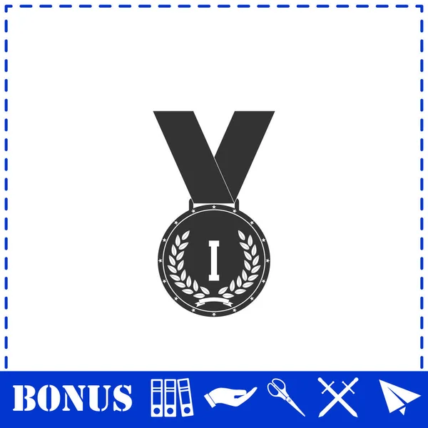 Μετάλλιο Εικονίδιο Επίπεδη Απλό Διανυσματικό Σύμβολο Και Εικονίδιο Μπόνους — Διανυσματικό Αρχείο