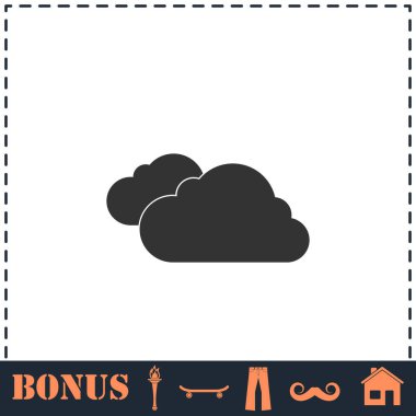 Bulut simgesi düz. Basit vektör sembolü ve bonus simgesi