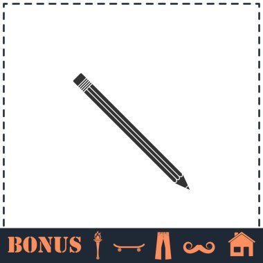 Kalem simgesi düz. Basit vektör sembolü ve bonus simgesi