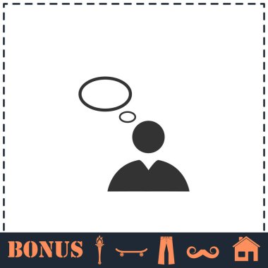 Düşünce simgesi düz. Basit vektör sembolü ve bonus simgesi