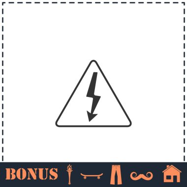 Yüksek voltaj ikonu düz. Basit vektör sembolü ve bonus simgesi