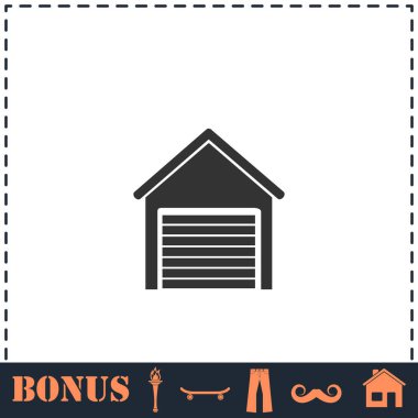 Garaj simgesi düz. Basit vektör sembolü ve bonus simgesi