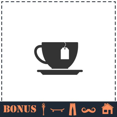 Çay ikonu düz. Basit vektör sembolü ve bonus simgesi