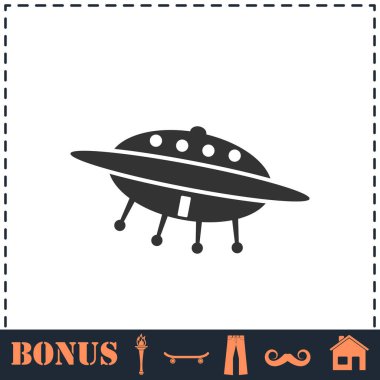 UFO simgesi düz. Basit vektör sembolü ve bonus simgesi