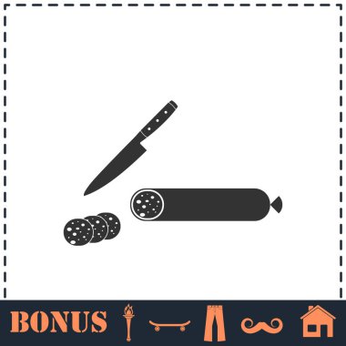 Sosis ikonu düz. Basit vektör sembolü ve bonus simgesi