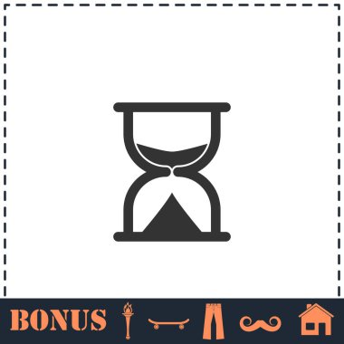 Kum saati simgesi düz. Basit vektör sembolü ve bonus simgesi