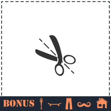 Simgeyi düz kes. Basit vektör sembolü ve bonus simgesi