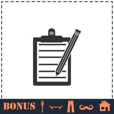 Kontrol listesi simgesi düz. Basit vektör sembolü ve bonus simgesi