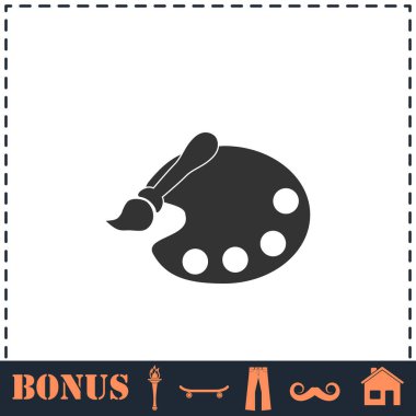 Palet simgesi düzleştirilmiş boya fırçası. Basit vektör sembolü ve bonus simgesi