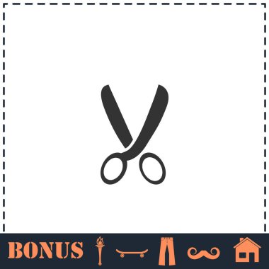 Secateurs simgesi düz. Basit vektör sembolü ve bonus simgesi