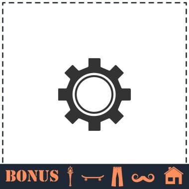 Cog simgesi düz. Basit vektör sembolü ve bonus simgesi