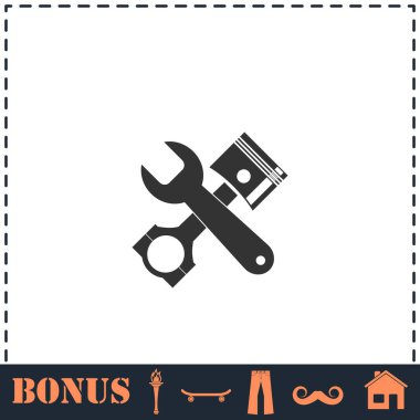 Araba servisi simgesi düz. Basit vektör sembolü ve bonus simgesi