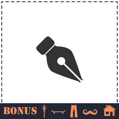 Düz dolmakalem simgesi. Basit vektör sembolü ve bonus simgesi