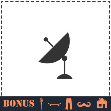Uydu TV ikonu düz. Basit vektör sembolü ve bonus simgesi