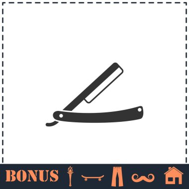 Razor simgesi düz. Basit vektör sembolü ve bonus simgesi