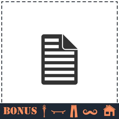 Belge simgesi düz. Basit vektör sembolü ve bonus simgesi