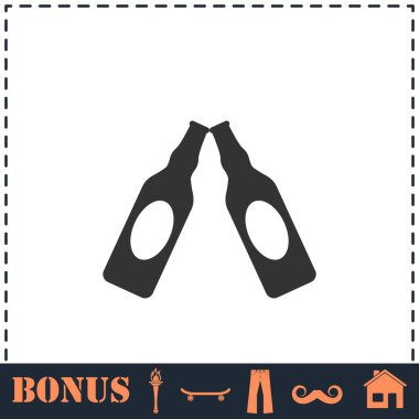 Bira şişesi simgesi düz. Basit vektör sembolü ve bonus simgesi