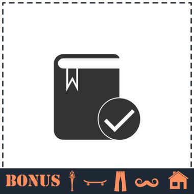Seçili kitap simgesi düz. Basit vektör sembolü ve bonus simgesi