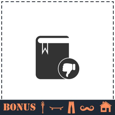 Kitap simgesini düz okuma. Basit vektör sembolü ve bonus simgesi