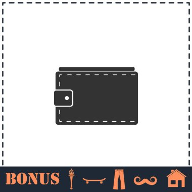 Çanta resmi düz. Basit vektör sembolü ve bonus simgesi