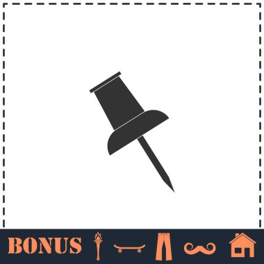 İğne simgesini düz bas. Basit vektör sembolü ve bonus simgesi