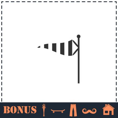 Rüzgâr Çorap ikonu düz. Basit vektör sembolü ve bonus simgesi