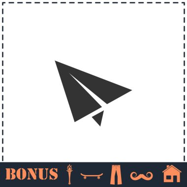 Kağıt uçak ikonu düz. Basit vektör sembolü ve bonus simgesi