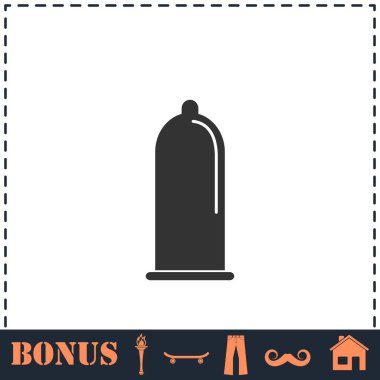 Prezervatif ikonu düz. Basit vektör sembolü ve bonus simgesi