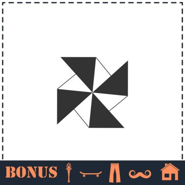 Kağıt yel değirmeni simgesi düz. Basit vektör sembolü ve bonus simgesi