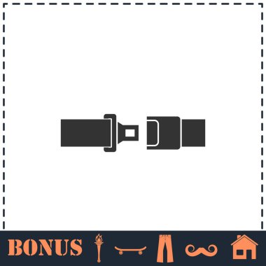 Emniyet kemeri simgesi düz. Basit vektör sembolü ve bonus simgesi