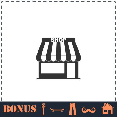 Dükkan ikonu düz. Basit vektör sembolü ve bonus simgesi