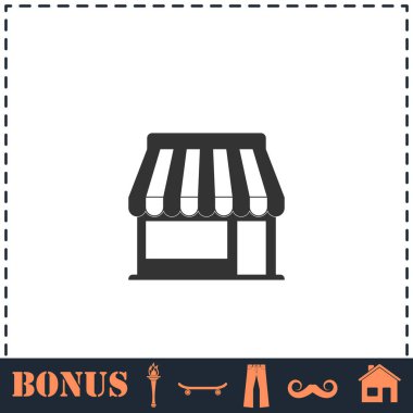 Kafe ikonu düz. Basit vektör sembolü ve bonus simgesi