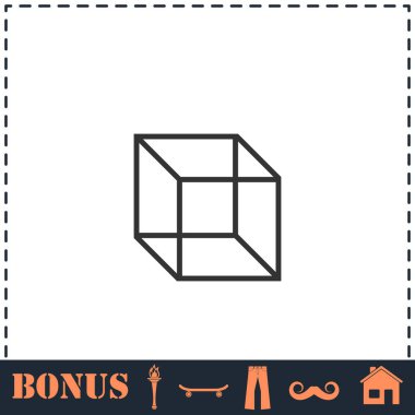 Geometrik küp simgesi düz. Basit vektör sembolü ve bonus simgesi