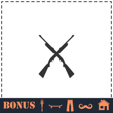 Çapraz tüfekler, av tüfekleri ikonu düz. Basit vektör sembolü ve bonus simgesi