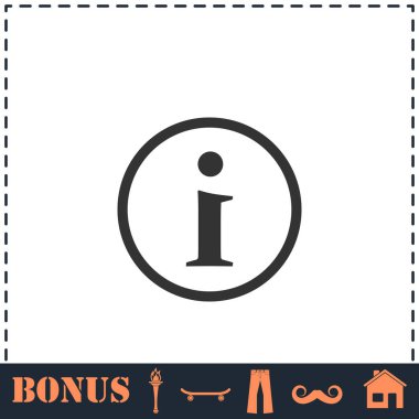 Bilgi simgesi düz. Basit vektör sembolü ve bonus simgesi