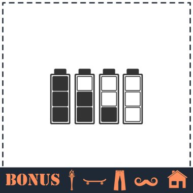 Batarya simgesi düz. Basit vektör sembolü ve bonus simgesi